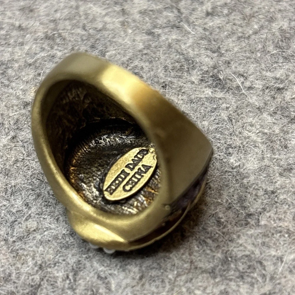 Heidi Daus Multicolor Crysal Swirl Statement Ring Faux Pearl Size 10 NIB